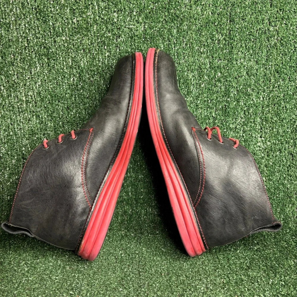 Donald J Pliner EYES E6 Leather Red Sole Chukka Desert Boots Black Mens Size 9 M